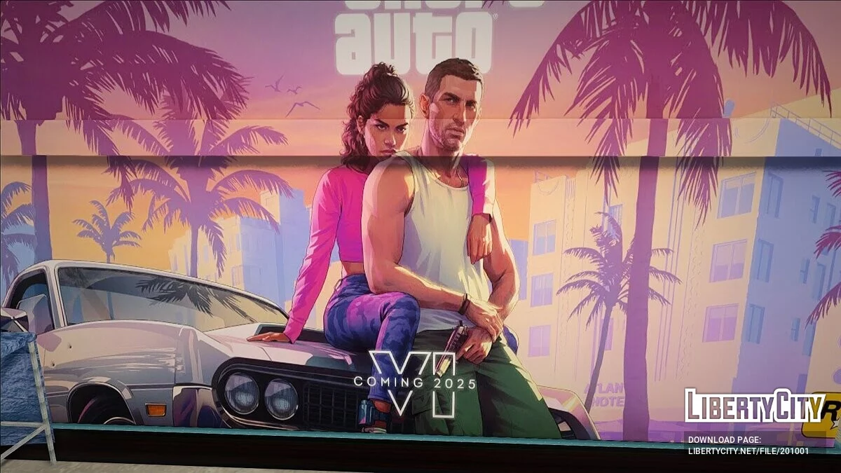 Мурал из артворком GTA 6 в Хашбери / GTA San Andreas