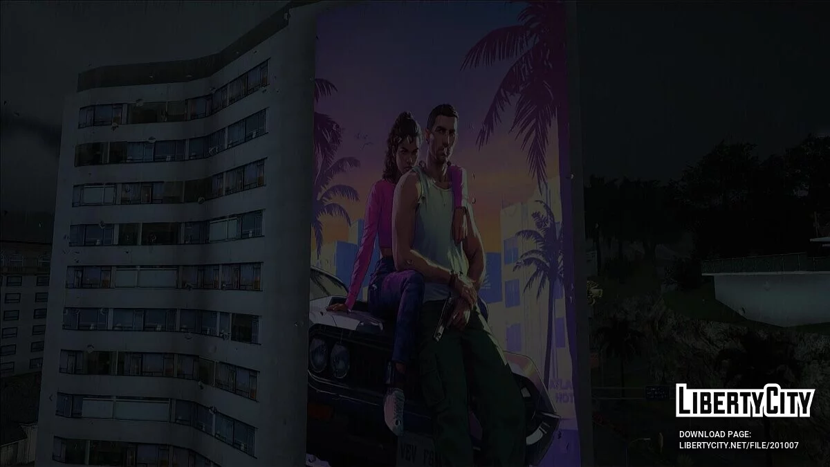Рекламный баннер GTA 6 на здании / GTA San Andreas