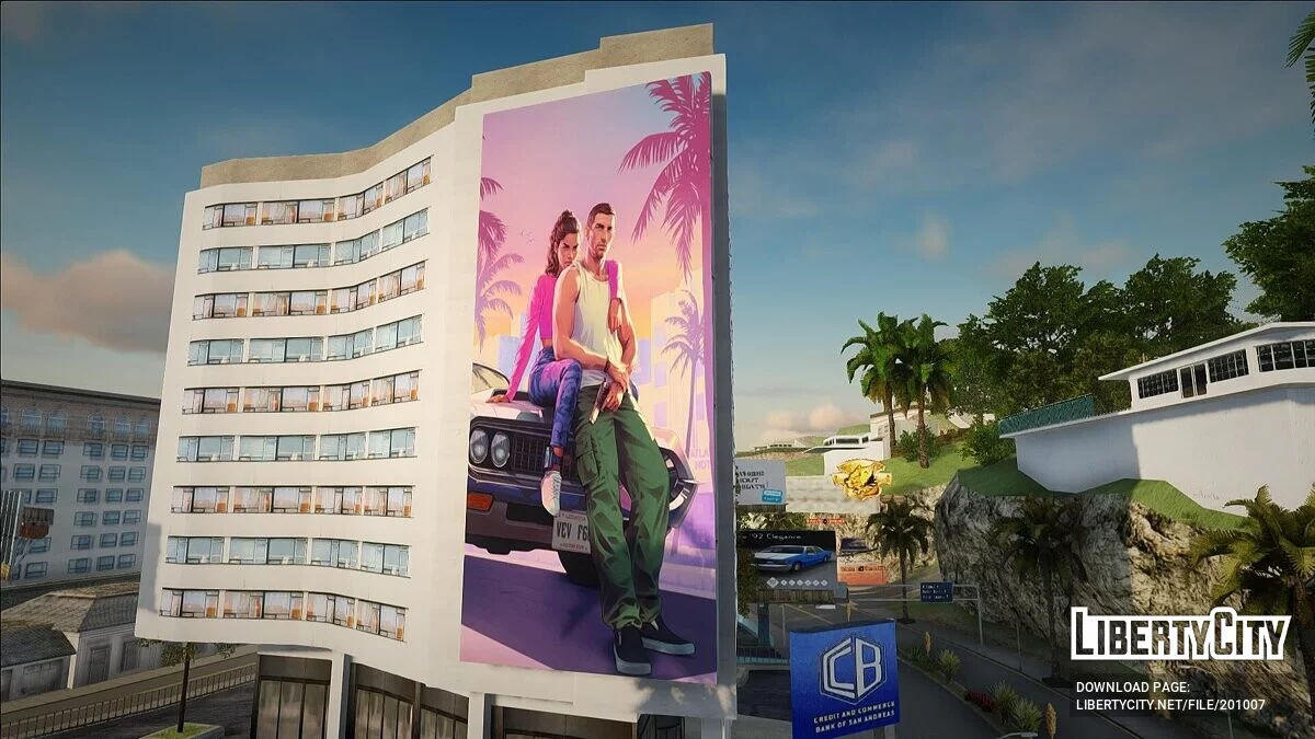 Рекламный баннер GTA 6 на здании / GTA San Andreas