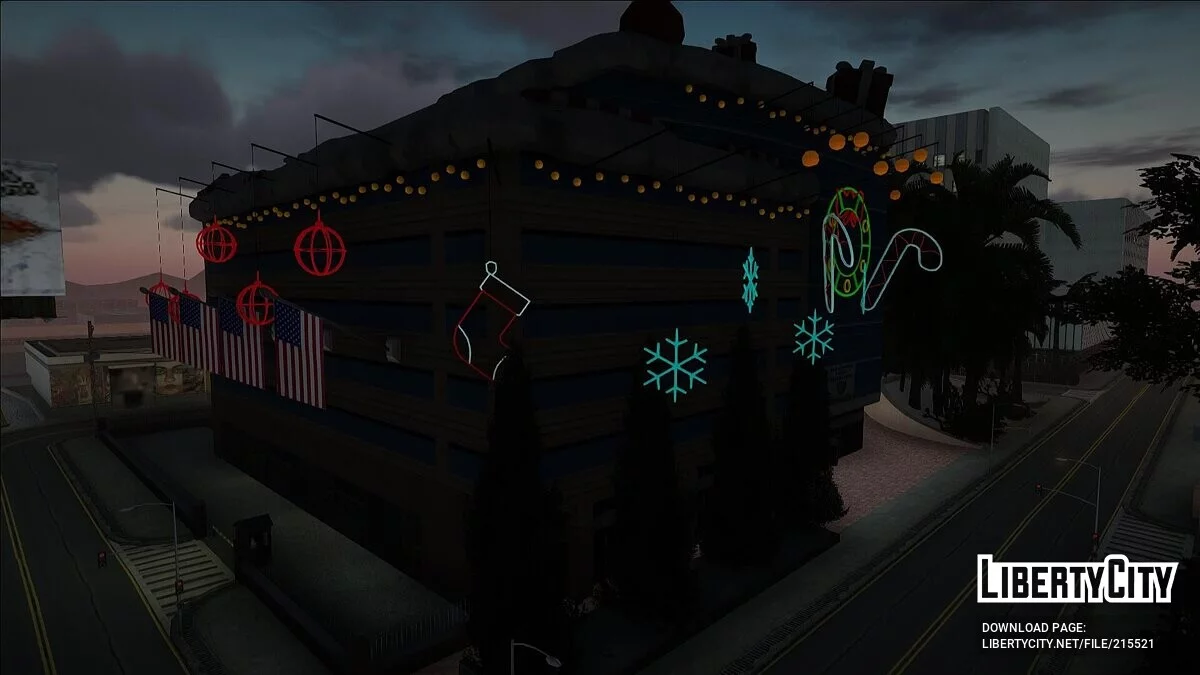 Отделение полиции Лас-Вентураса в новогодних декорациях / GTA San Andreas