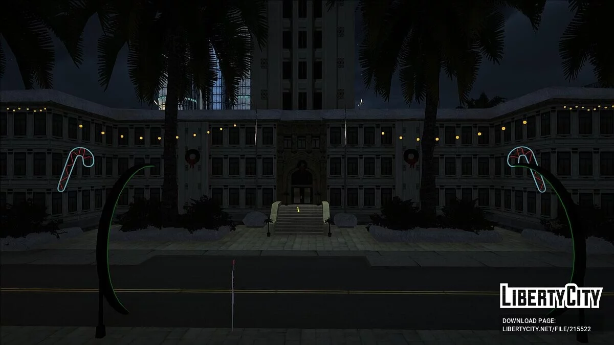 Отделение полиции Лос-Сантоса в новогодних декорациях / GTA San Andreas