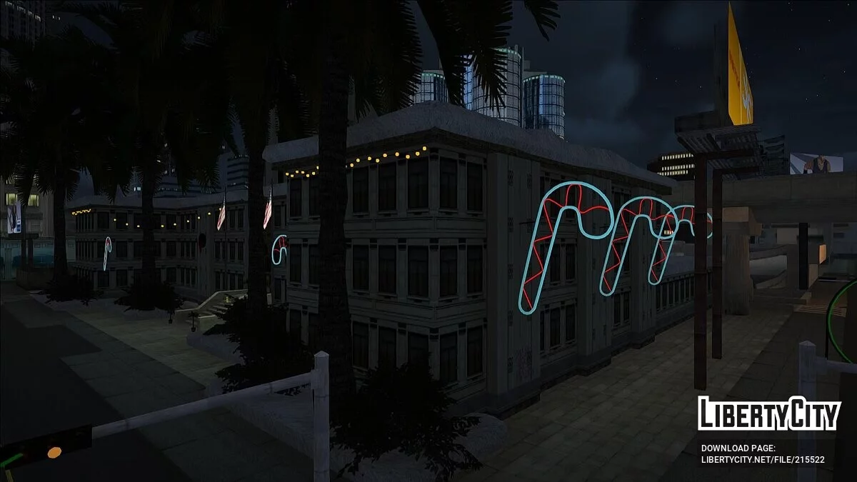 Отделение полиции Лос-Сантоса в новогодних декорациях / GTA San Andreas