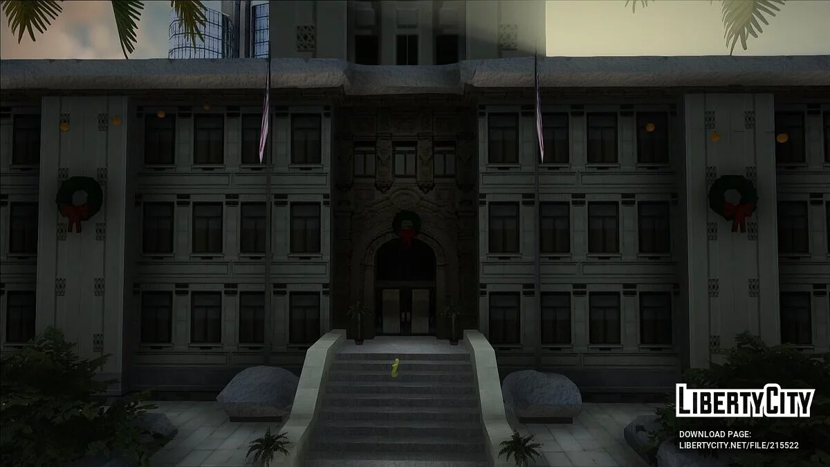 Отделение полиции Лос-Сантоса в новогодних декорациях / GTA San Andreas