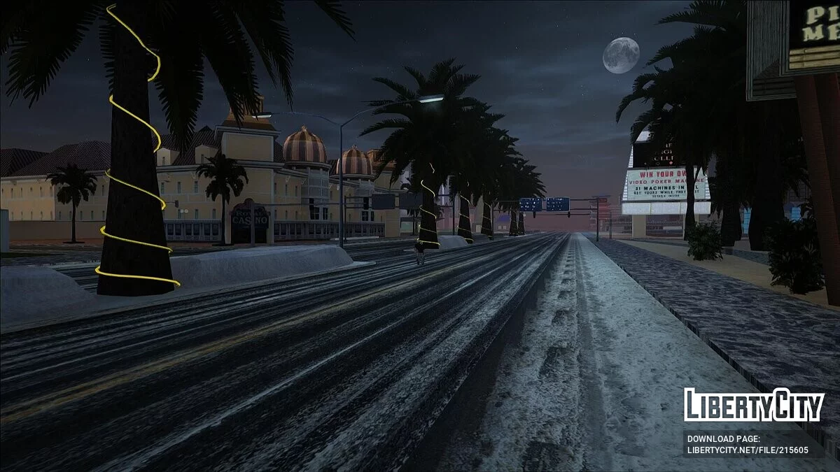 Зимние текстуры дорог и сугробы в Лас-Вентурас / GTA San Andreas