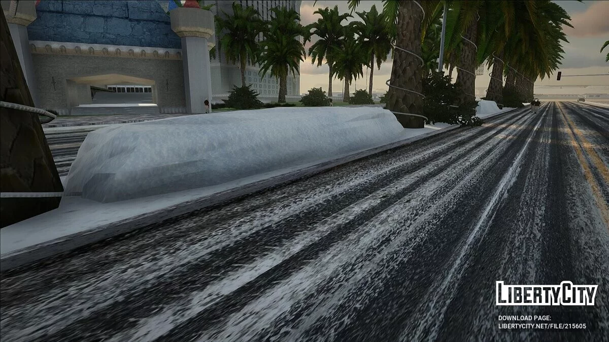 Зимние текстуры дорог и сугробы в Лас-Вентурас / GTA San Andreas