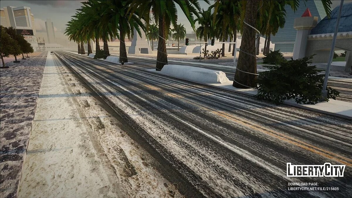 Зимние текстуры дорог и сугробы в Лас-Вентурас / GTA San Andreas