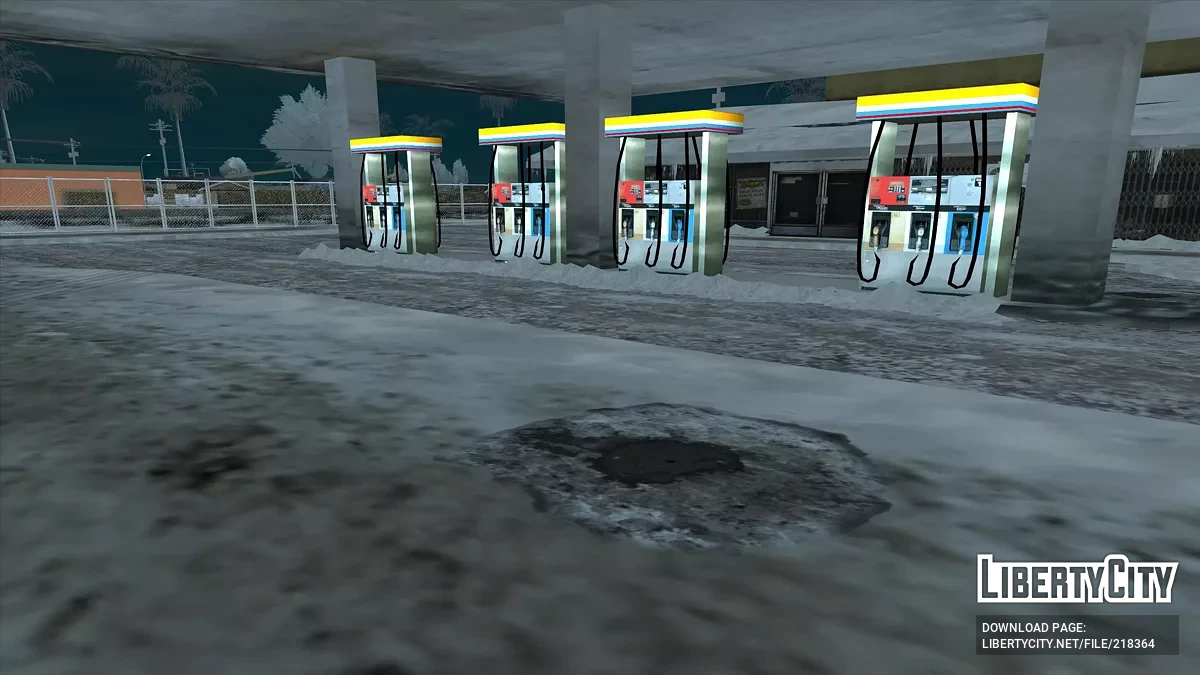 Зимняя заправка в Айдлвуде / GTA San Andreas
