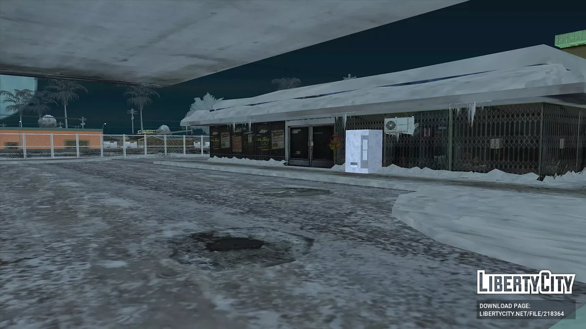 Зимняя заправка в Айдлвуде / GTA San Andreas