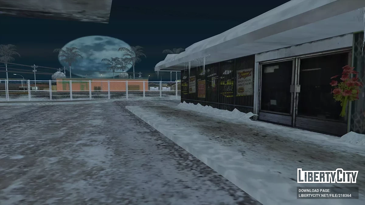 Зимняя заправка в Айдлвуде / GTA San Andreas