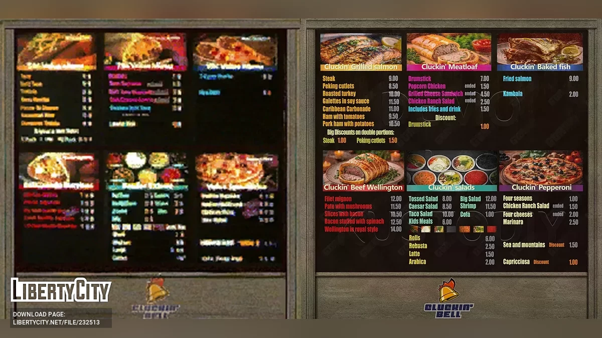 HD Menu Cluckin' Bell by KUSTODIY / GTA San Andreas