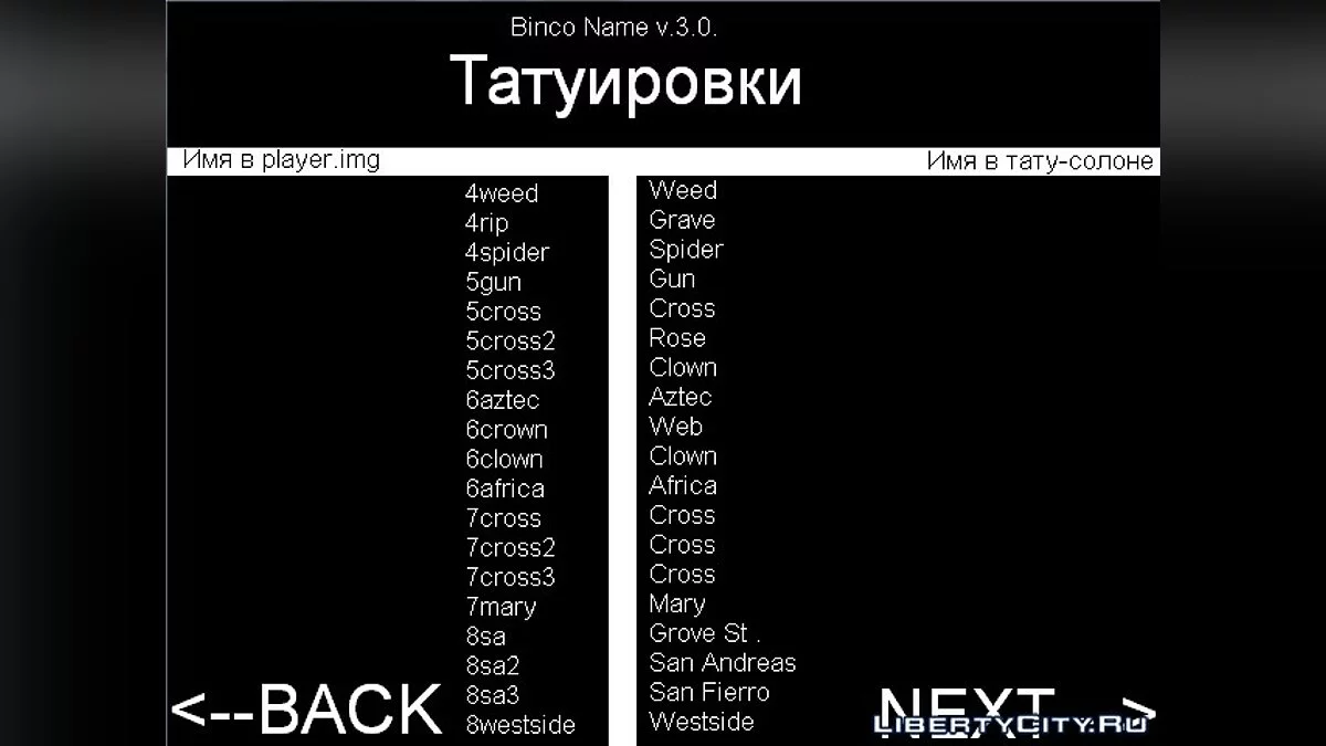 Binco Name v.3.0 / GTA San Andreas