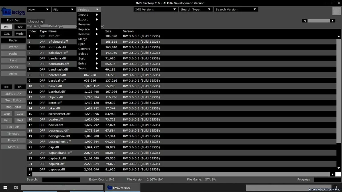 IMG Factory 2.0 / GTA San Andreas