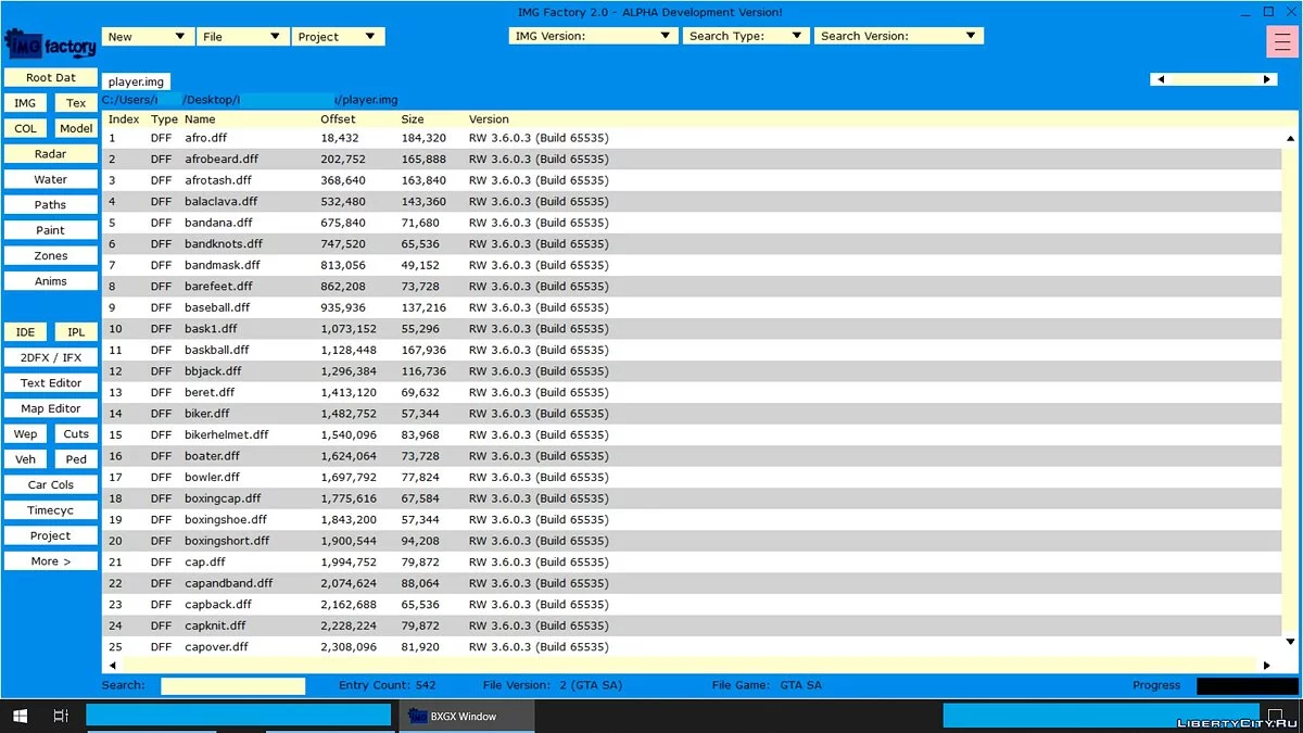 IMG Factory 2.0 / GTA San Andreas