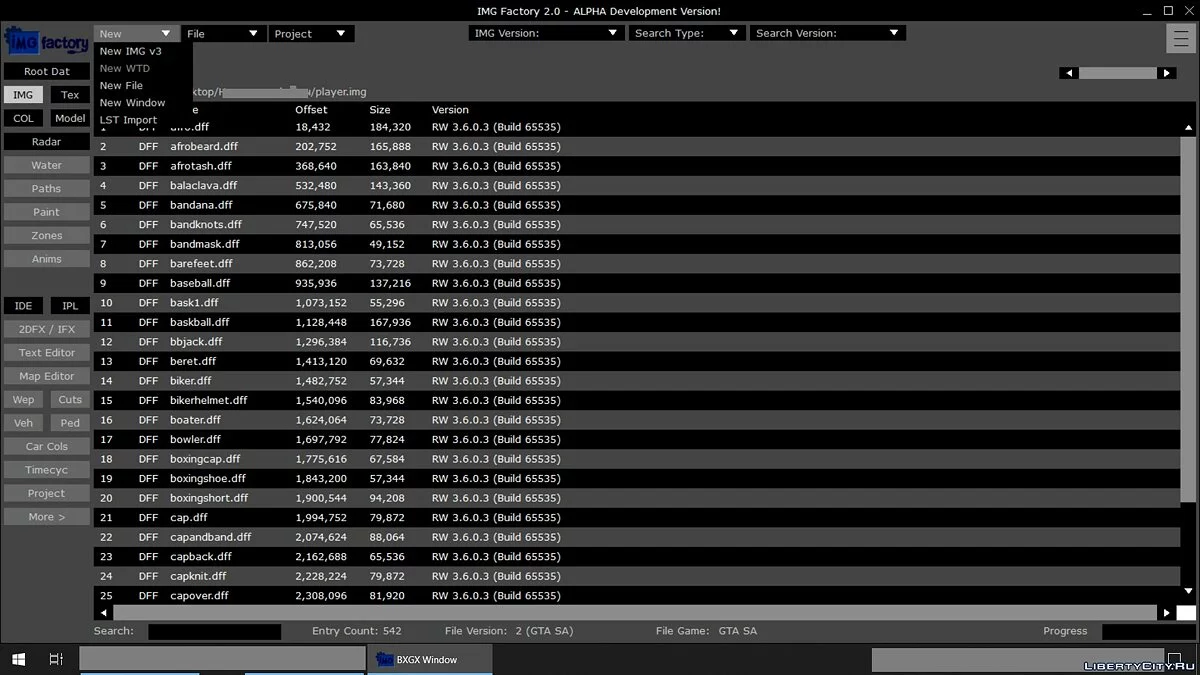 IMG Factory 2.0 / GTA San Andreas