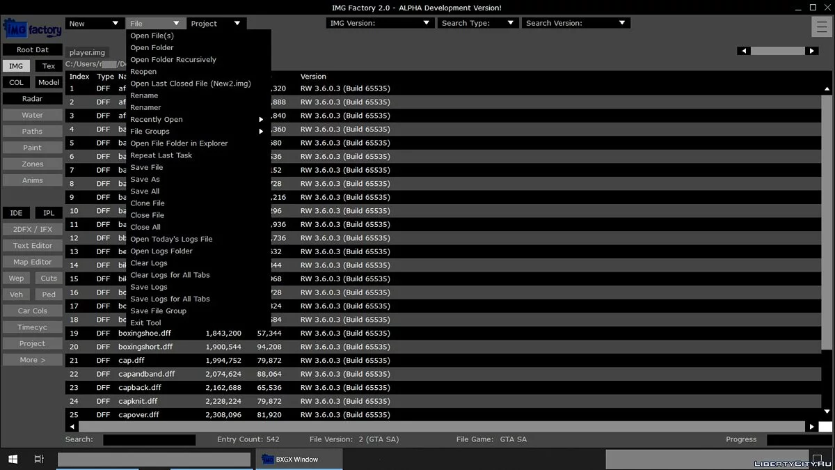 IMG Factory 2.0 / GTA San Andreas