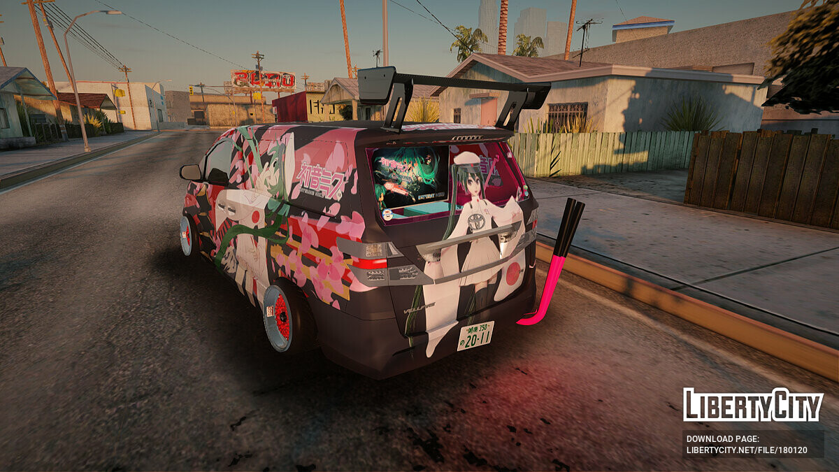 Скачать Toyota Vellfire Hatsune Miku Senbonzakura Itasha для GTA San Andreas