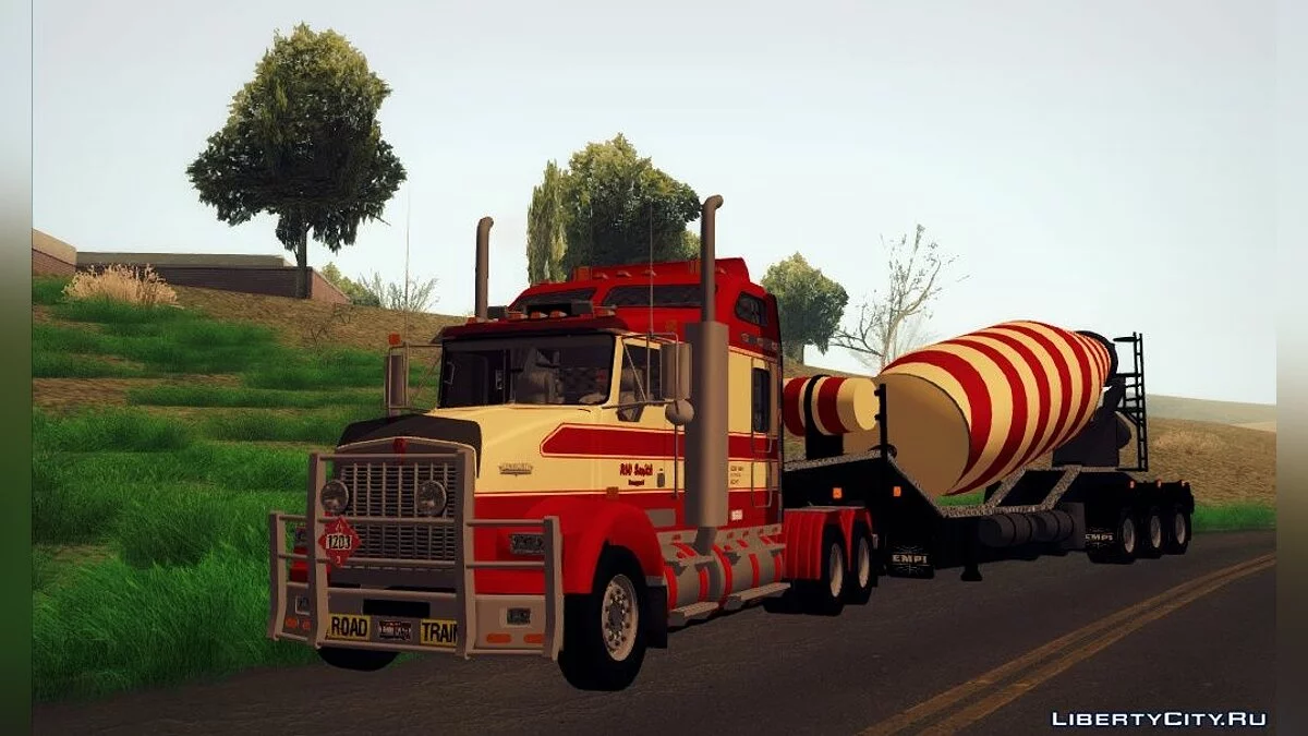 Kenworth Road Train T800 + Cement Mixer Trailer / GTA San Andreas