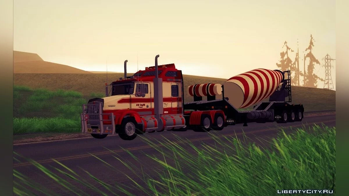 Kenworth Road Train T800 + Cement Mixer Trailer / GTA San Andreas
