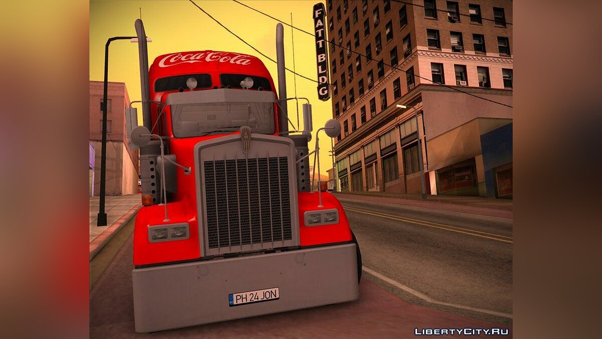 Скачать Грузовик Кока-Кола Kenworth W900 + Новогодние трейлеры для GTA San  Andreas