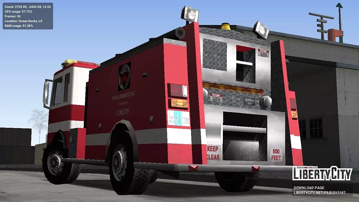 Новая пожарная машина Low Poly / GTA San Andreas