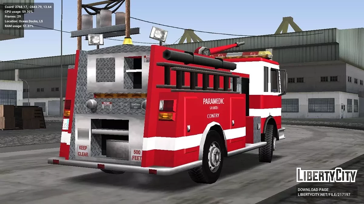 Новая пожарная машина Low Poly / GTA San Andreas