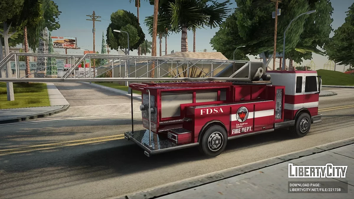 Firetruck Ladder Los-Santos County Fire Department / GTA San Andreas