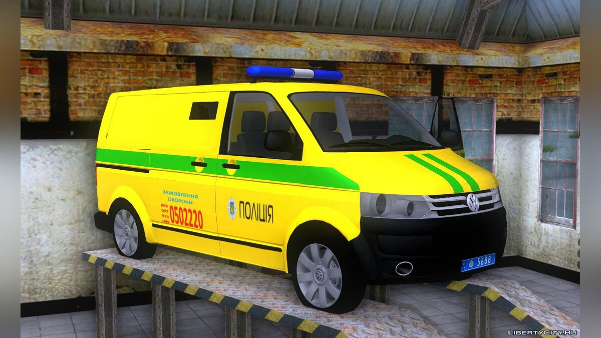 Скачать Volkswagen Transporter T5 Полиция (Инкассация) Украины для GTA San  Andreas