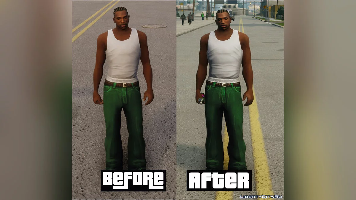 Улучшенная одежда с помощью 2x AI Upscale / GTA San Andreas: The Definitive Edition
