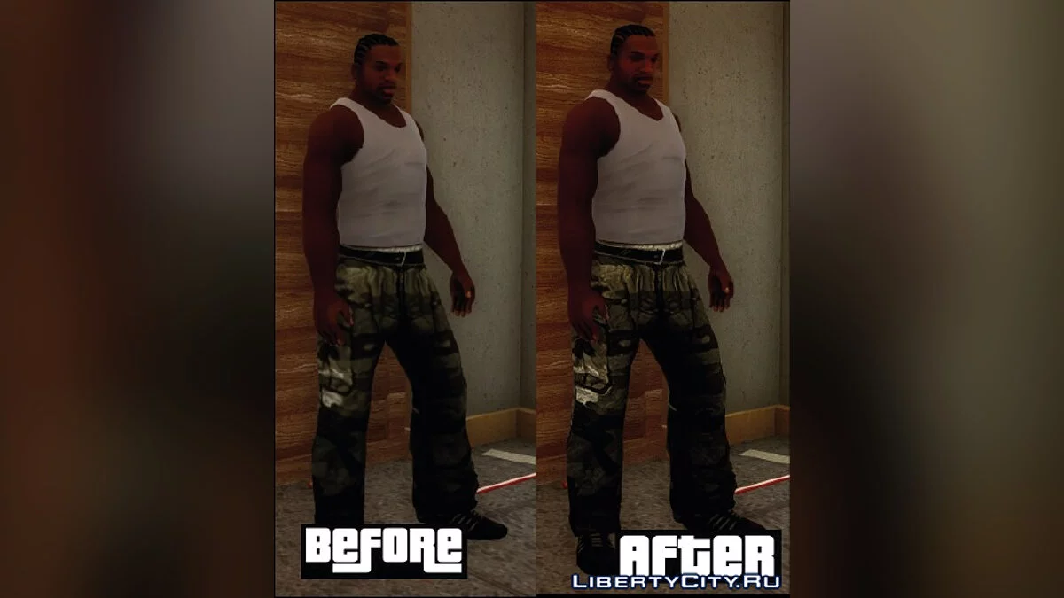 Улучшенная одежда с помощью 2x AI Upscale / GTA San Andreas: The Definitive Edition