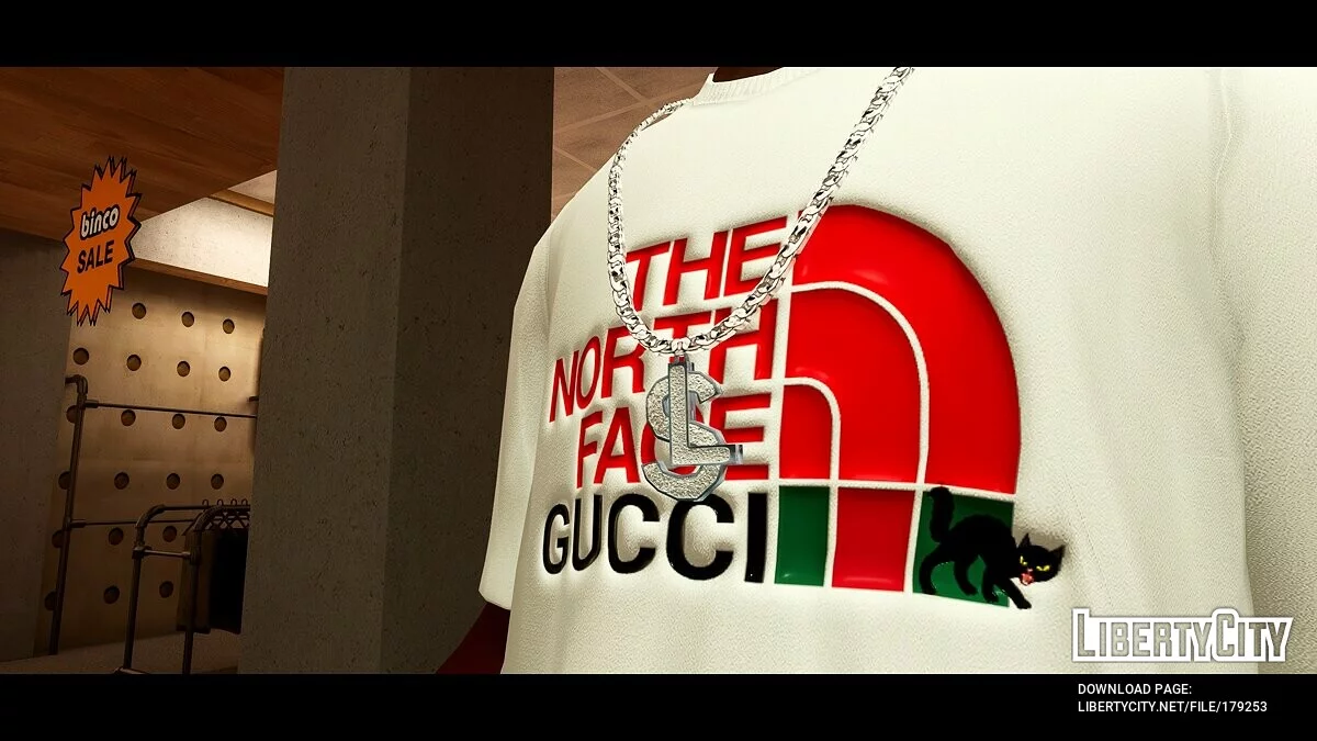 Белая футболка The North Face Gucci Cat / GTA San Andreas: The Definitive Edition