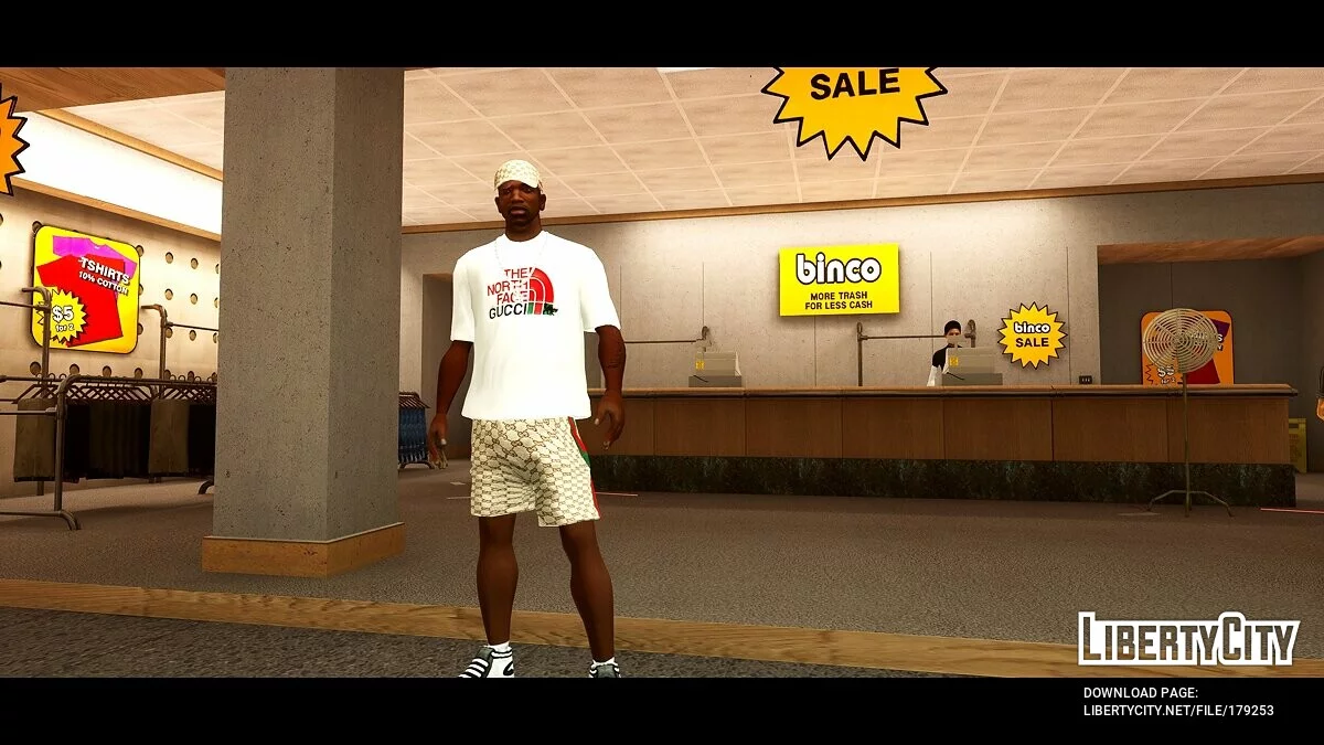 Белая футболка The North Face Gucci Cat / GTA San Andreas: The Definitive Edition