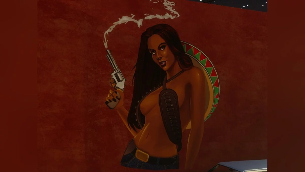 Мурал с мексиканской наездницей / GTA San Andreas: The Definitive Edition