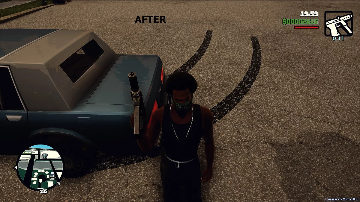 Улучшенные следы шин и огонь из дула / GTA San Andreas: The Definitive Edition