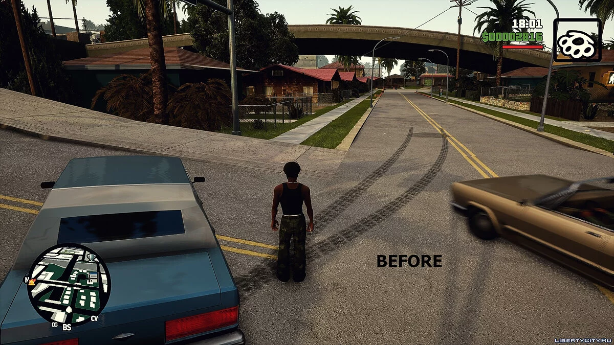 Улучшенные следы шин и огонь из дула / GTA San Andreas: The Definitive Edition