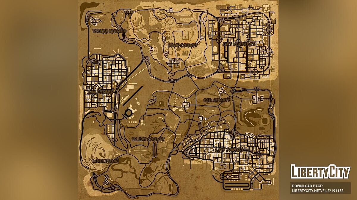 Карта в стиле Вестерна для GTA San Andreas: The Definitive Edition - Картинка #3