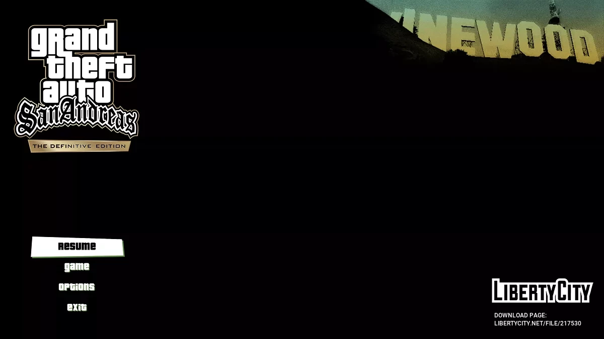 Оригинальные изображения меню для San Andreas The Definitive Edition / GTA San Andreas: The Definitive Edition