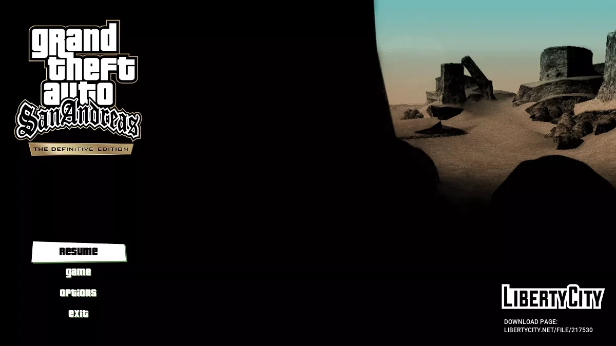 Оригинальные изображения меню для San Andreas The Definitive Edition / GTA San Andreas: The Definitive Edition