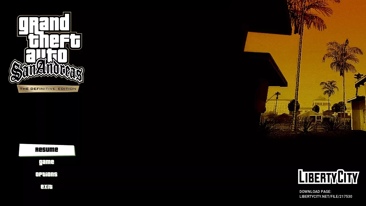 Оригинальные изображения меню для San Andreas The Definitive Edition / GTA San Andreas: The Definitive Edition