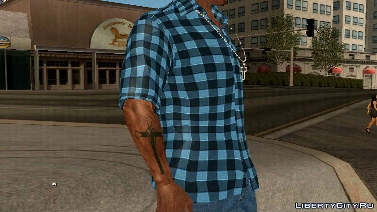 Синяя рубашка в клетку для CJ Insanity Android/IOS / GTA San Andreas (iOS, Android)