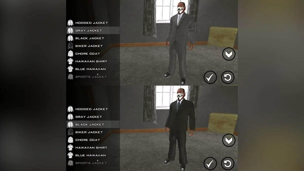 Сборник одежды / GTA San Andreas (iOS, Android)