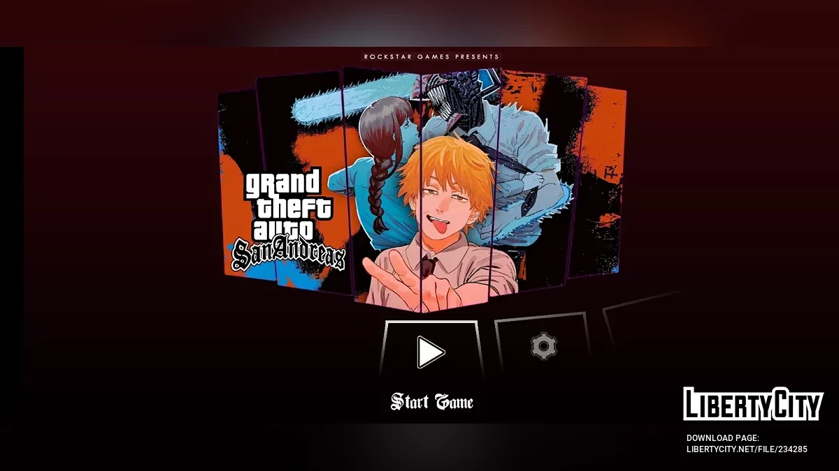 Меню и экран загрузки Человека-пилы для мобильных / GTA San Andreas (iOS, Android)