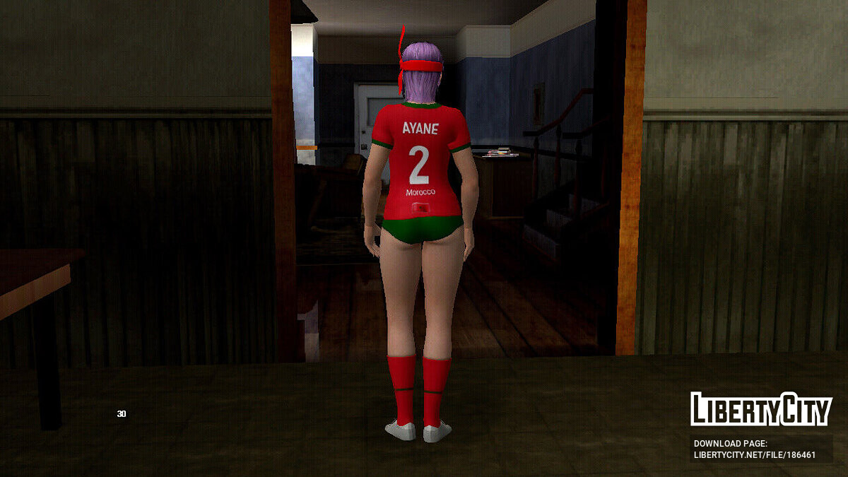 New character Ayane in a Morocco T-shirt (Cup 2022) for GTA San Andreas (iOS, Android)