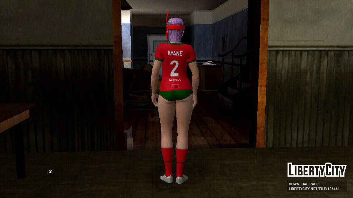 Аяне в футболке Марокко (Cup 2022) / GTA San Andreas (iOS, Android)