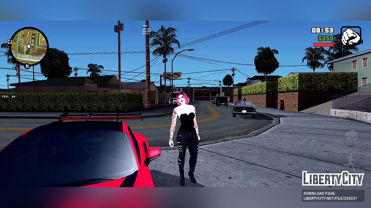 Хэлла в черном корсете и черных брюках / GTA San Andreas (iOS, Android)