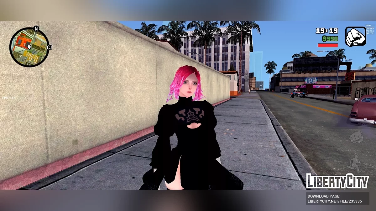 Хэлла в косплей-костюме 2B из NieR: Automata / GTA San Andreas (iOS, Android)