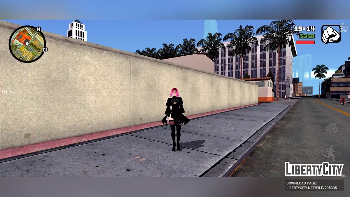 Хэлла в косплей-костюме 2B из NieR: Automata / GTA San Andreas (iOS, Android)