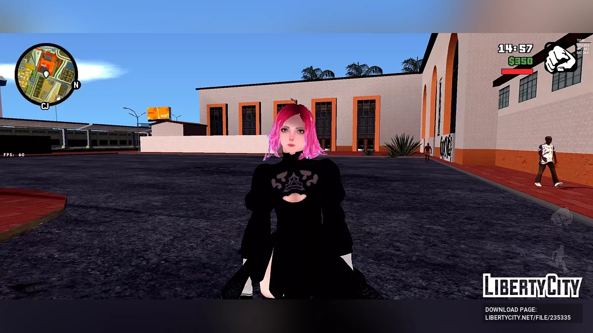 Хэлла в косплей-костюме 2B из NieR: Automata / GTA San Andreas (iOS, Android)