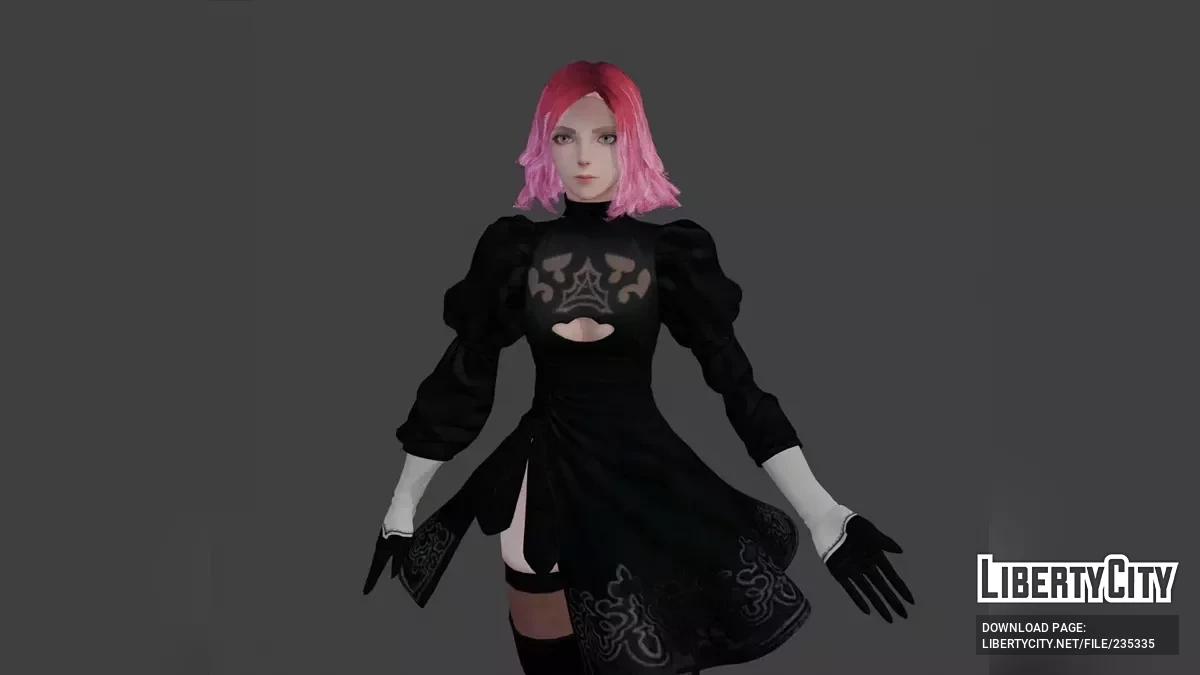 Хэлла в косплей-костюме 2B из NieR: Automata / GTA San Andreas (iOS, Android)