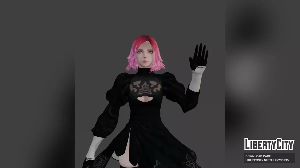 Хэлла в косплей-костюме 2B из NieR: Automata / GTA San Andreas (iOS, Android)