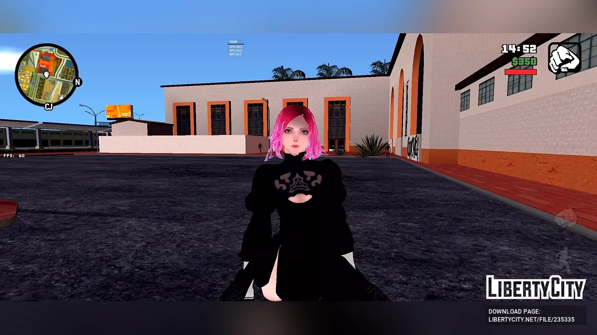 Хэлла в косплей-костюме 2B из NieR: Automata / GTA San Andreas (iOS, Android)